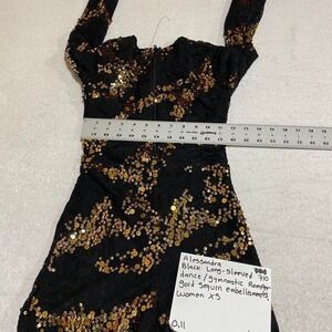 Alessandra Black and gold sequin long sleeve dance romper size XS. SKU710